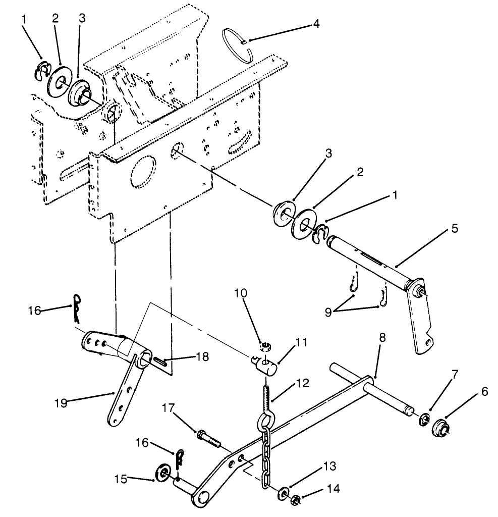 Hydrostatic Lift Linkage Assembly Diagram and Parts List for 73520 5900001 - 5900177 Toro Lawn Tractor