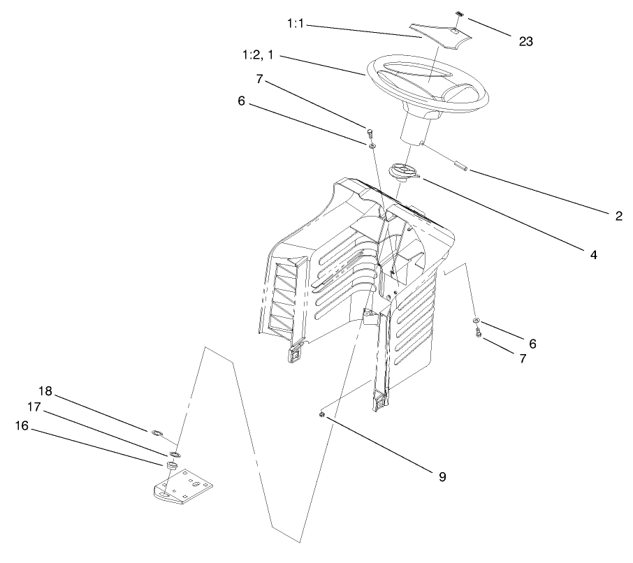 Steering Assembly Diagram and Parts List for 71189 8900001 - 8999999 Toro Lawn Tractor