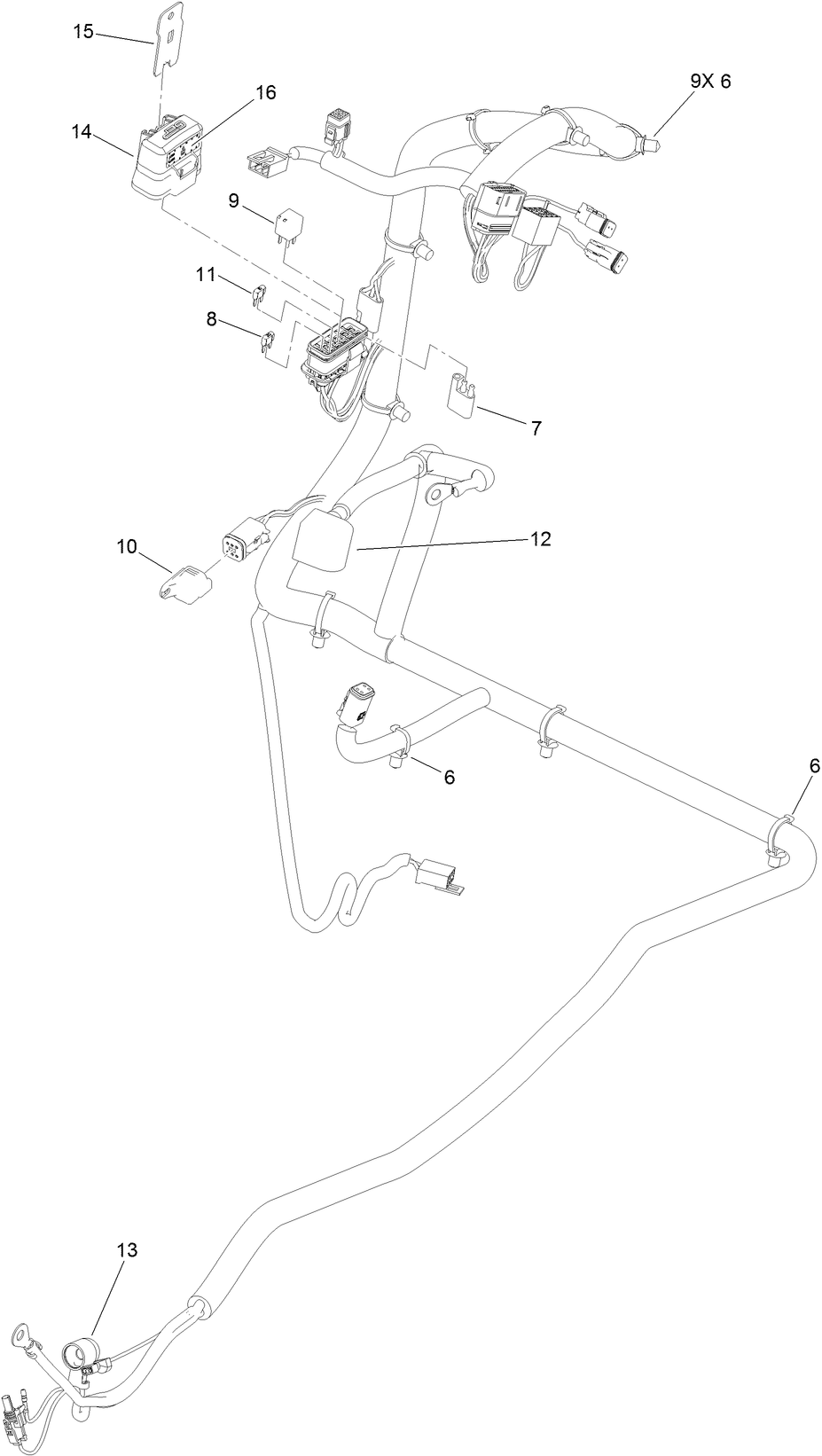 Wire Harness Assembly No. 126-9535 Diagram and Parts List for 29516 413000000 - 999999999 Toro Aerator