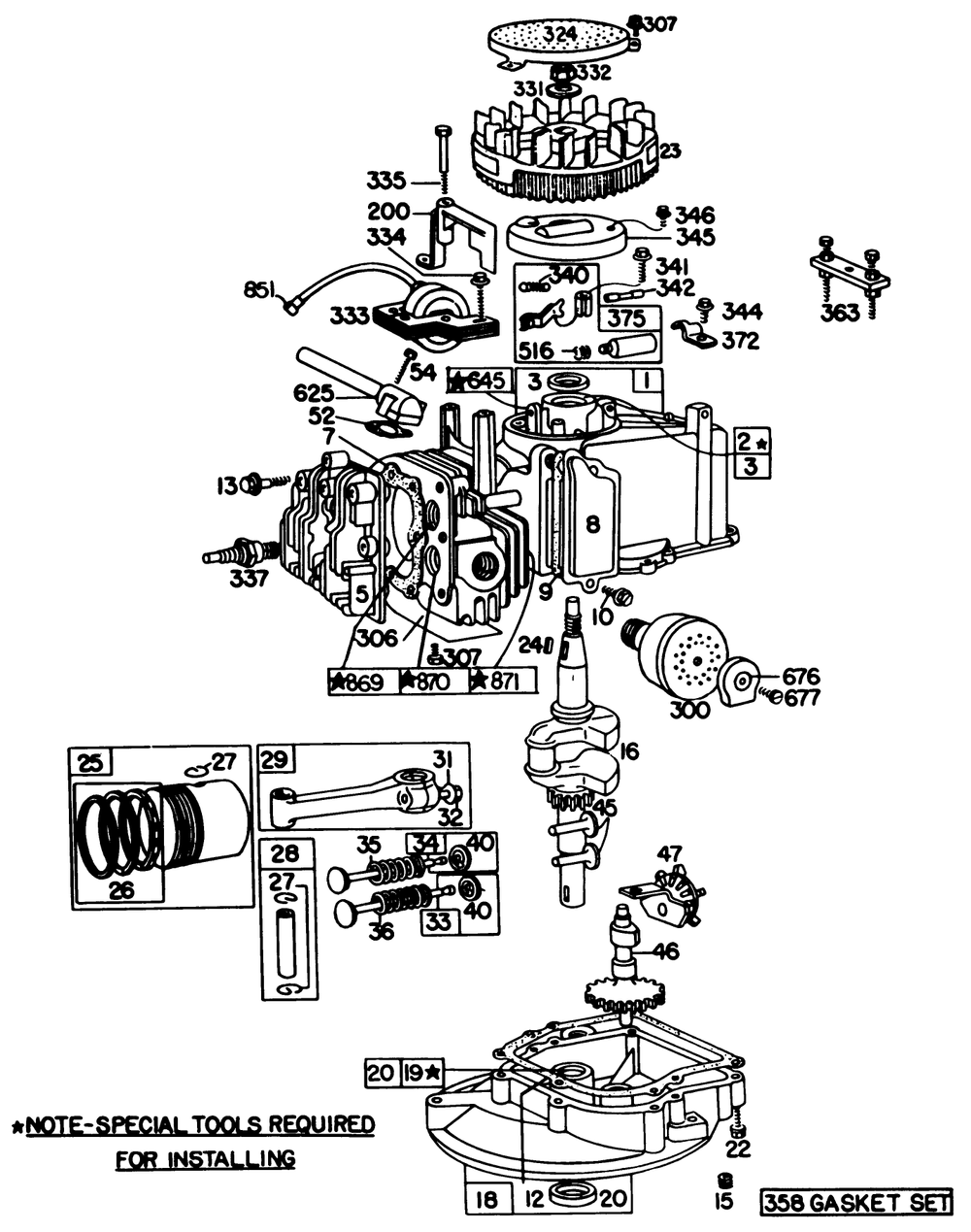 Engine Briggs & Stratton Model 92908-1956-02 Diagram and Parts List for 20725 0000001 - 0999999 Toro Lawn Mower