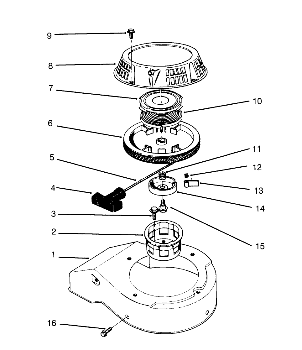 Recoil Assembly (Model No. 47pr4-3) Diagram and Parts List for 22700BC 5900001 - 5999999 Toro Lawn Mower
