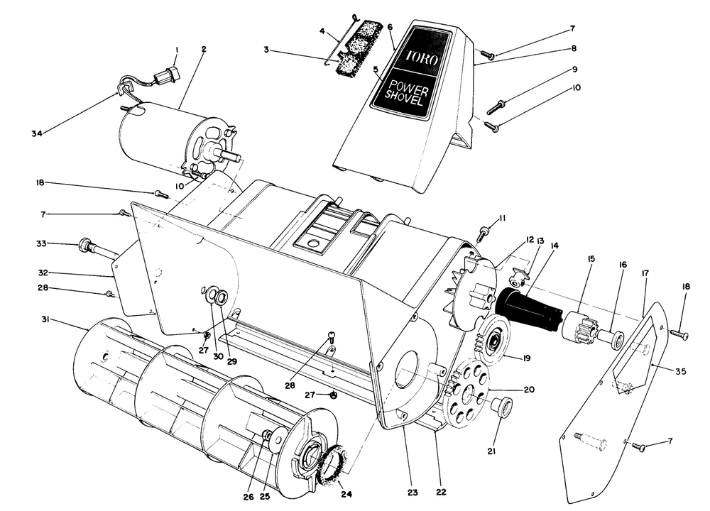 Rotor Housing Assembly Diagram and Parts List for 38305C 8000001 - 8999999 Toro Snow Blower