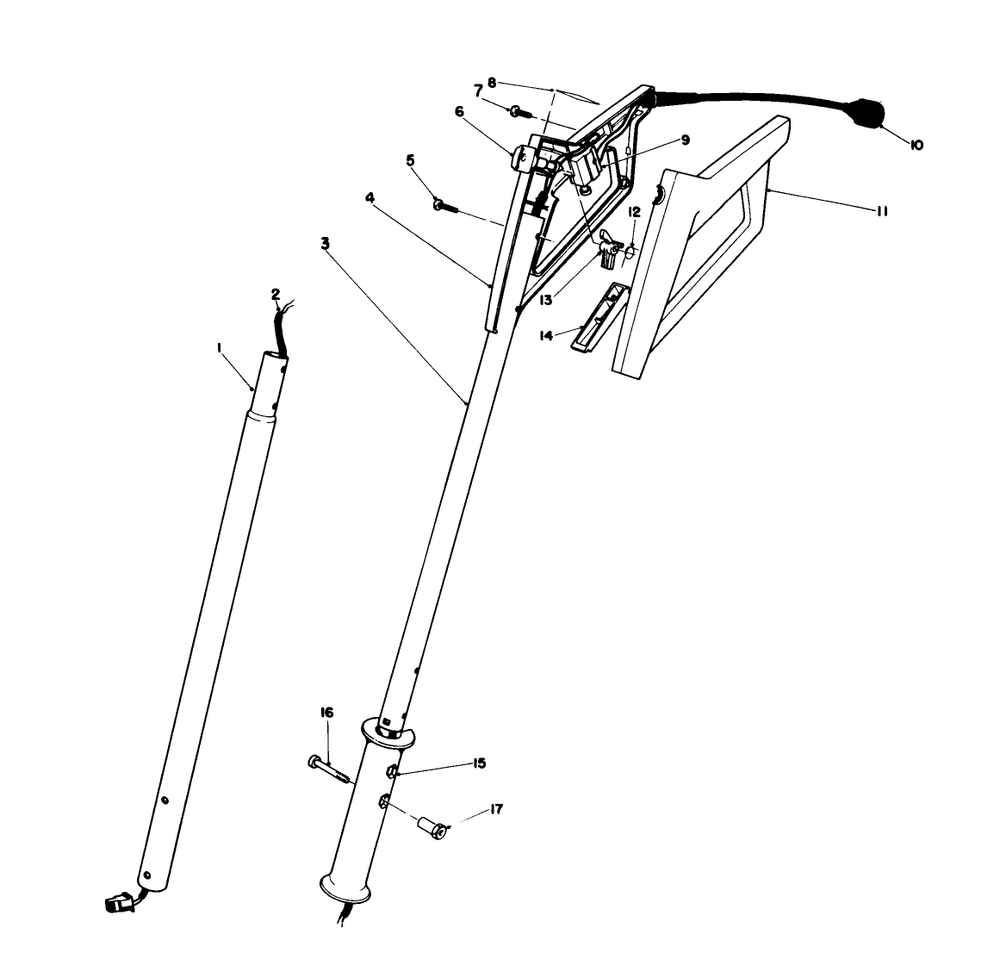 Handle Assembly Diagram and Parts List for 38305 5000001 - 5999999 Toro Snow Blower