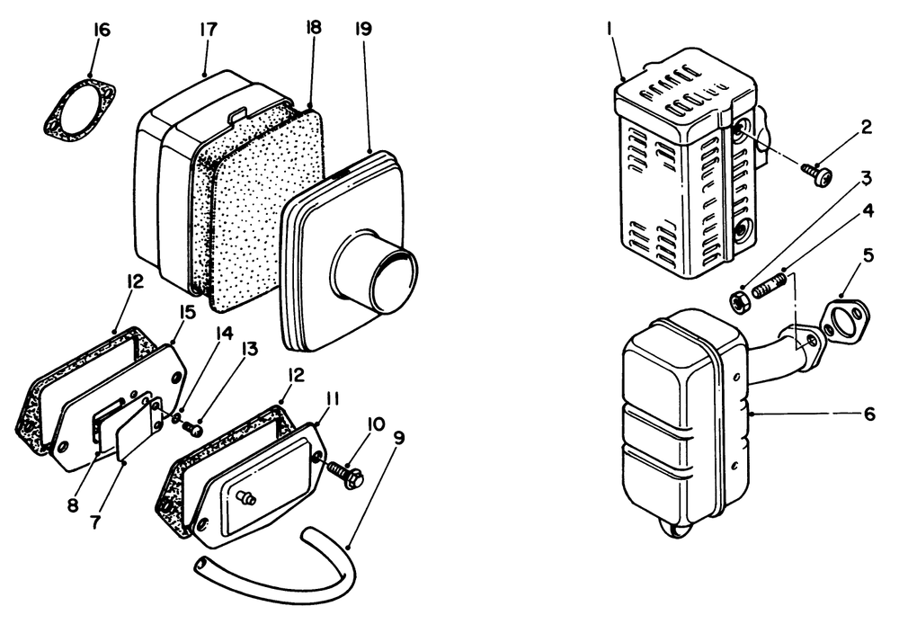 Air Cleaner & Muffler Assembly Diagram and Parts List for 59270 4000001 - 4999999 Toro Engine