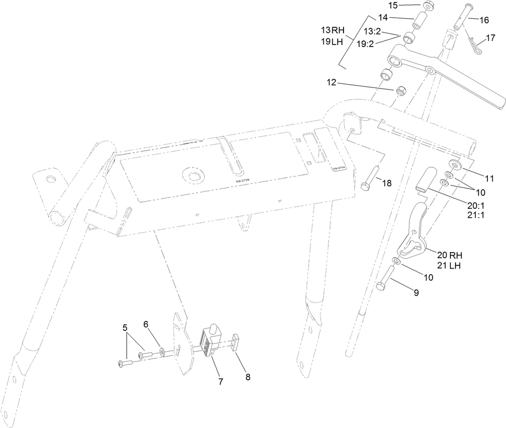 Drive Lever Assembly Diagram and Parts List for 39934 (316000001-316999999)(2016) Toro Lawn Mower