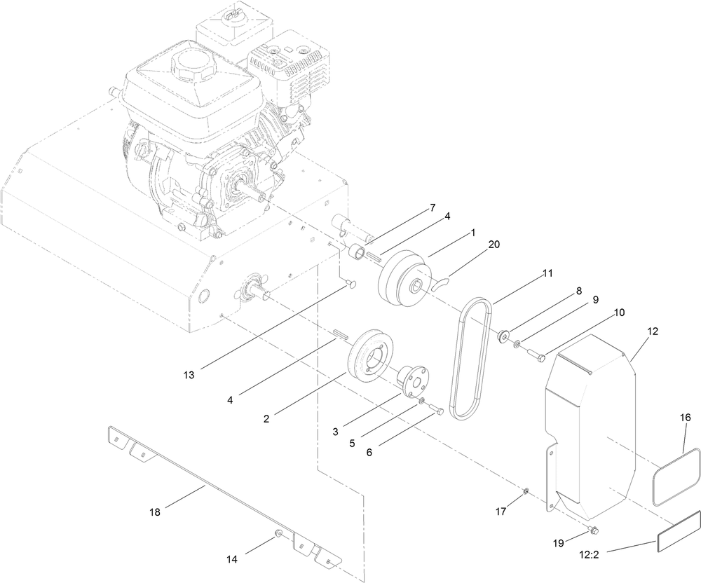 Belt Guard Assembly Diagram and Parts List for 23511 400000000 - 999999999 Toro Seeder