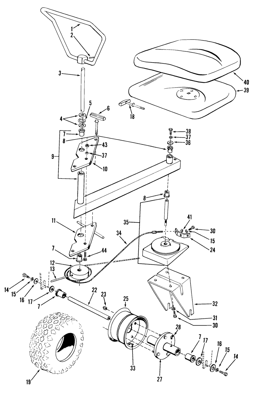 58" Professional Sulky Assembly Parts List Diagram and Parts List for 3102 7000001 - 7999999 Toro Lawn Tractor Accessories