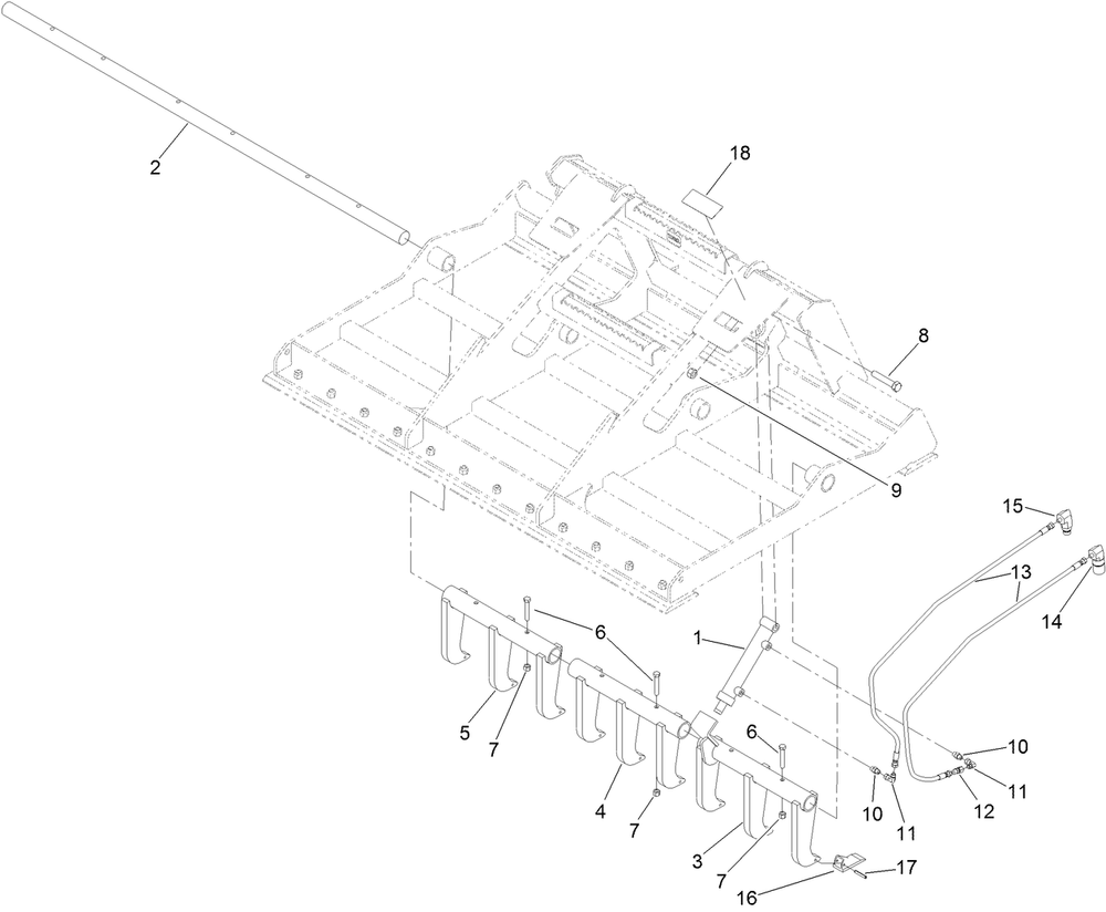 Hydraulic Scarifier Leveler Assembly Diagram and Parts List for 22551  Toro Lawn Tractor Accessories