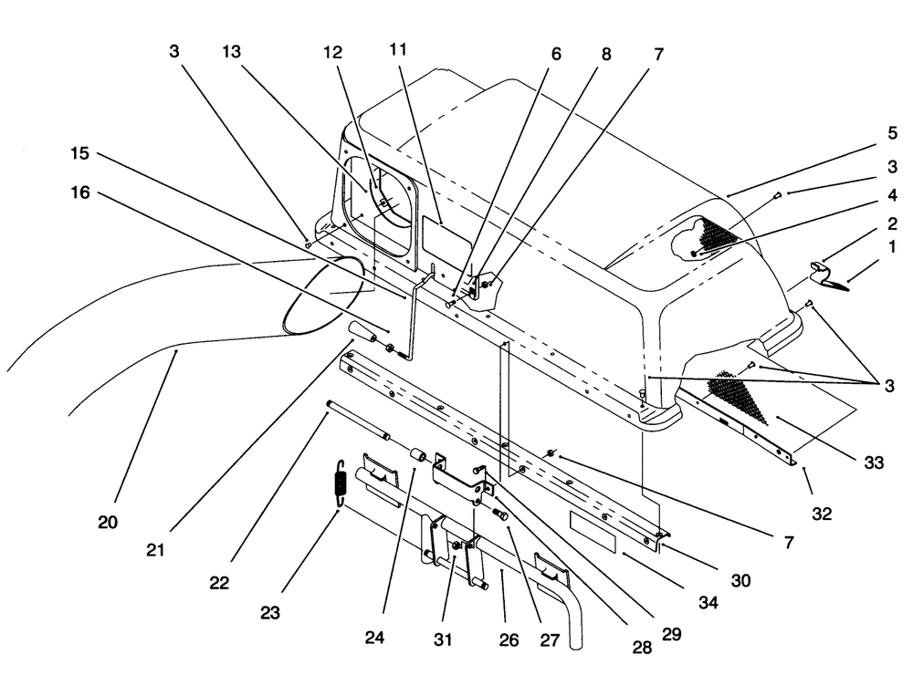 Cover And Chute Assembly Diagram and Parts List for 79202 8900001 - 8999999 Toro Lawn Tractor