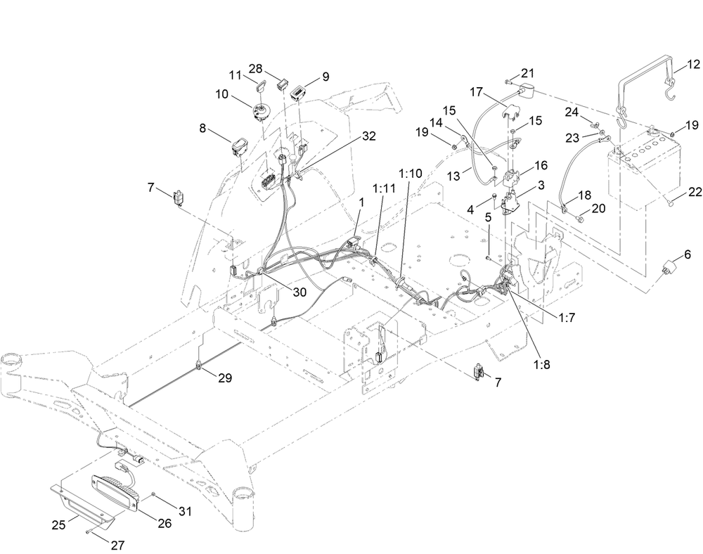Electrical Assembly Diagram and Parts List for 76608 400000000 - 417419999 Toro Lawn Tractor