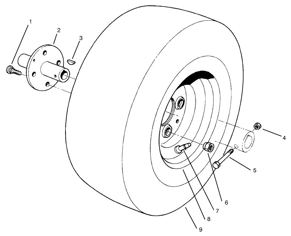 Front Wheel Assembly Diagram and Parts List for 30612 890001 - 899999 Toro Lawn Tractor