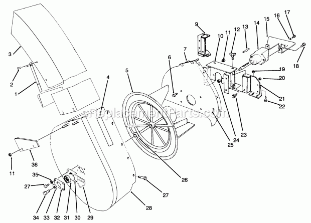 Blower Assembly Diagram and Parts List for 30751 230000001-230999999 Toro Lawn Tractor Accessories