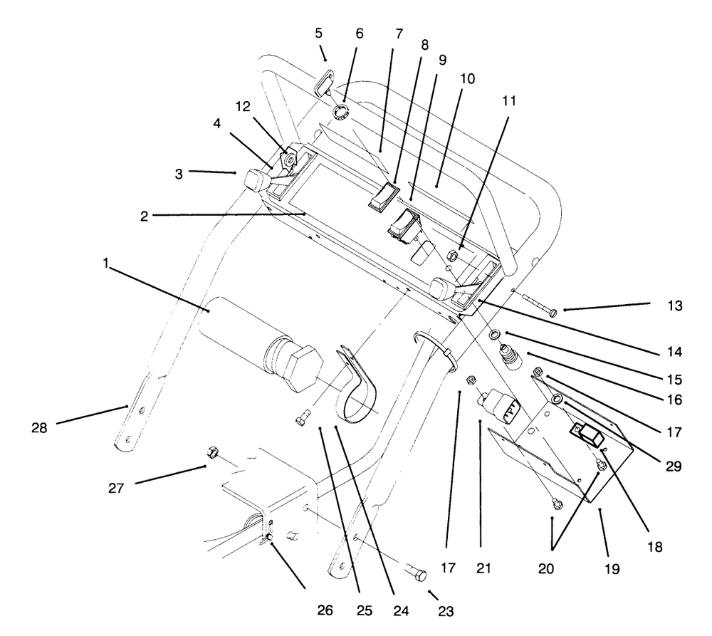 Handle Assembly Diagram and Parts List for 30180 590001 - 599999 Toro Lawn Tractor Accessories
