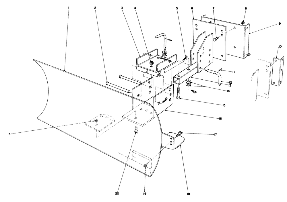 Grader Blade Assembly Model 59099 (Optional) Diagram and Parts List for 38056C 9000001 - 9999999 Toro Snow Blower