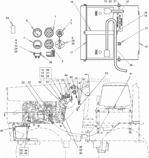 Instrument And Electrical Assembly Diagram and Parts List for 2011  Toro Lawn Tractor Accessories