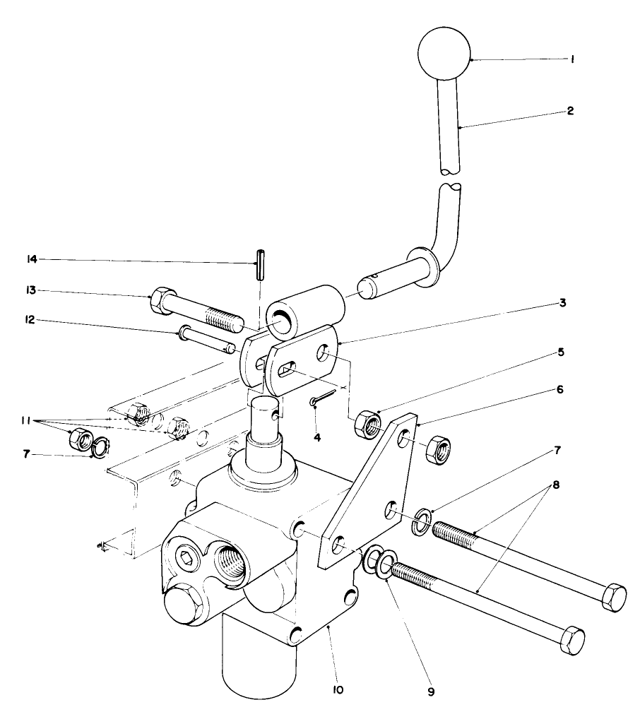 Valve And Lever Assembly Diagram and Parts List for 30775 200001 - 299999 Toro Lawn Tractor