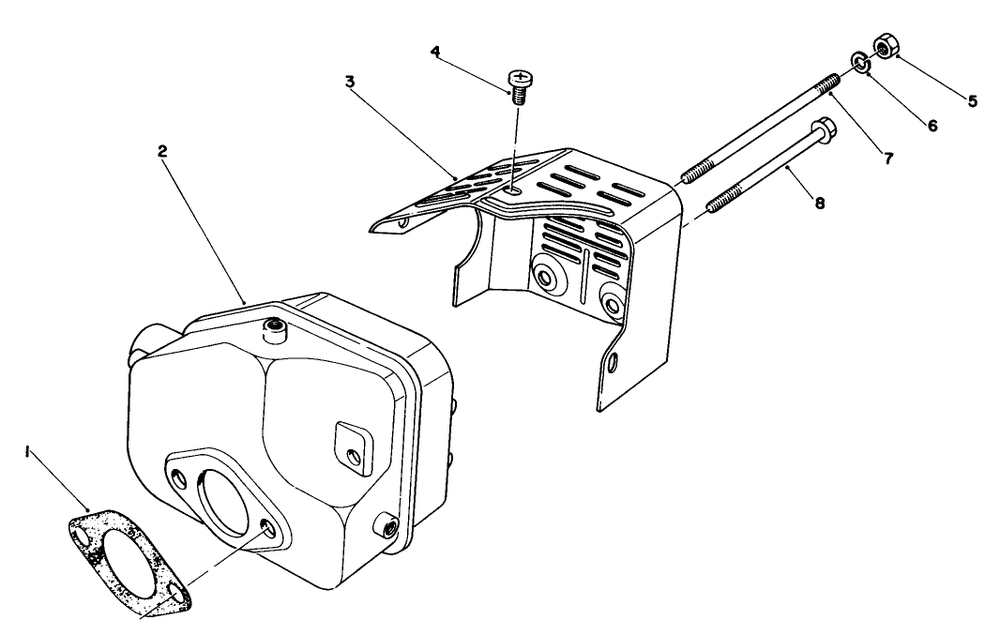 Muffler Assembly Diagram and Parts List for 20584 4000001 - 4999999 Toro Lawn Mower