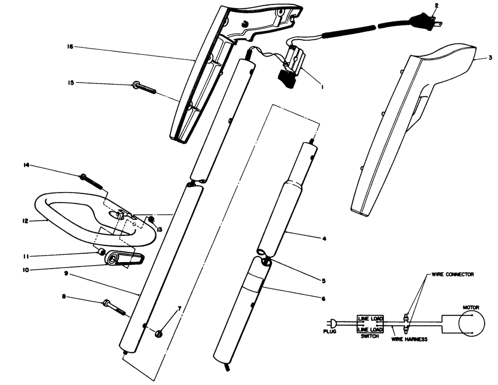 Handle Assembly Diagram and Parts List for 51245 5000001 - 5999999 Toro Trimmer