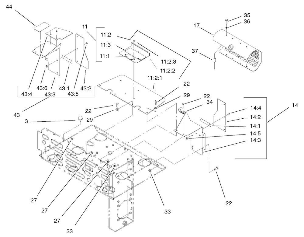 Shield Assembly Diagram and Parts List for 74231 (230000001-230006000)(2003) Toro Lawn Mower