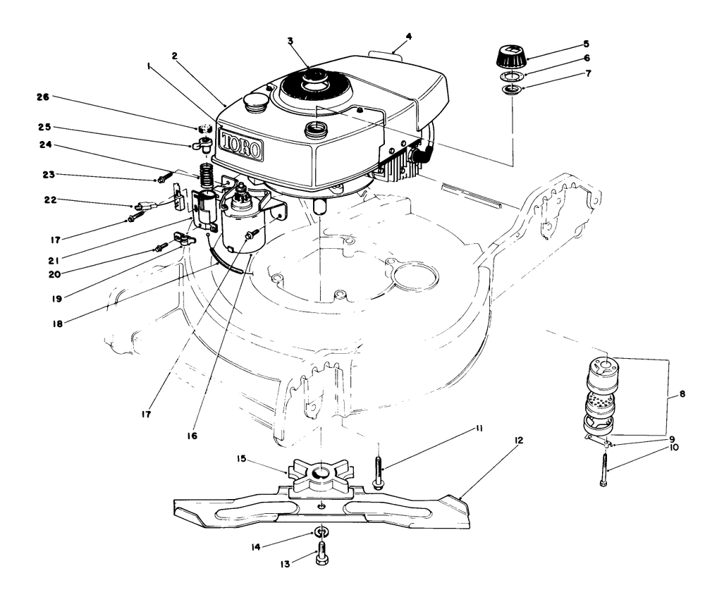 Engine Assembly Diagram and Parts List for 20574 7000001 - 7999999 Toro Lawn Mower