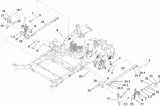 Motion Control Assembly Diagram and Parts List for 74921 290000001-290999999 Toro Lawn Mower