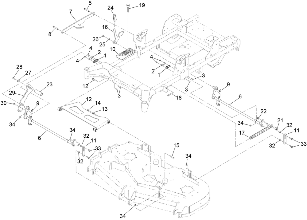 Deck Lift Assembly Diagram and Parts List for 77294TA 400000000 - 414801564 Toro Lawn Tractor