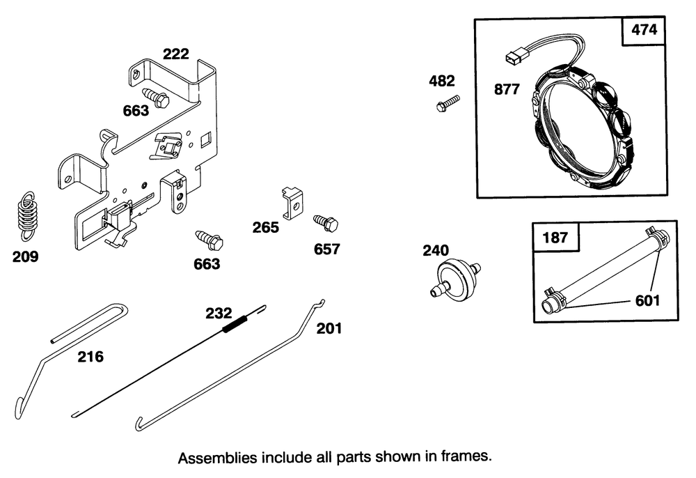 Engine Briggs & Stratton Model 28m707-0122-01 Diagram and Parts List for 71213 59000001 - 59100000 Toro Lawn Tractor