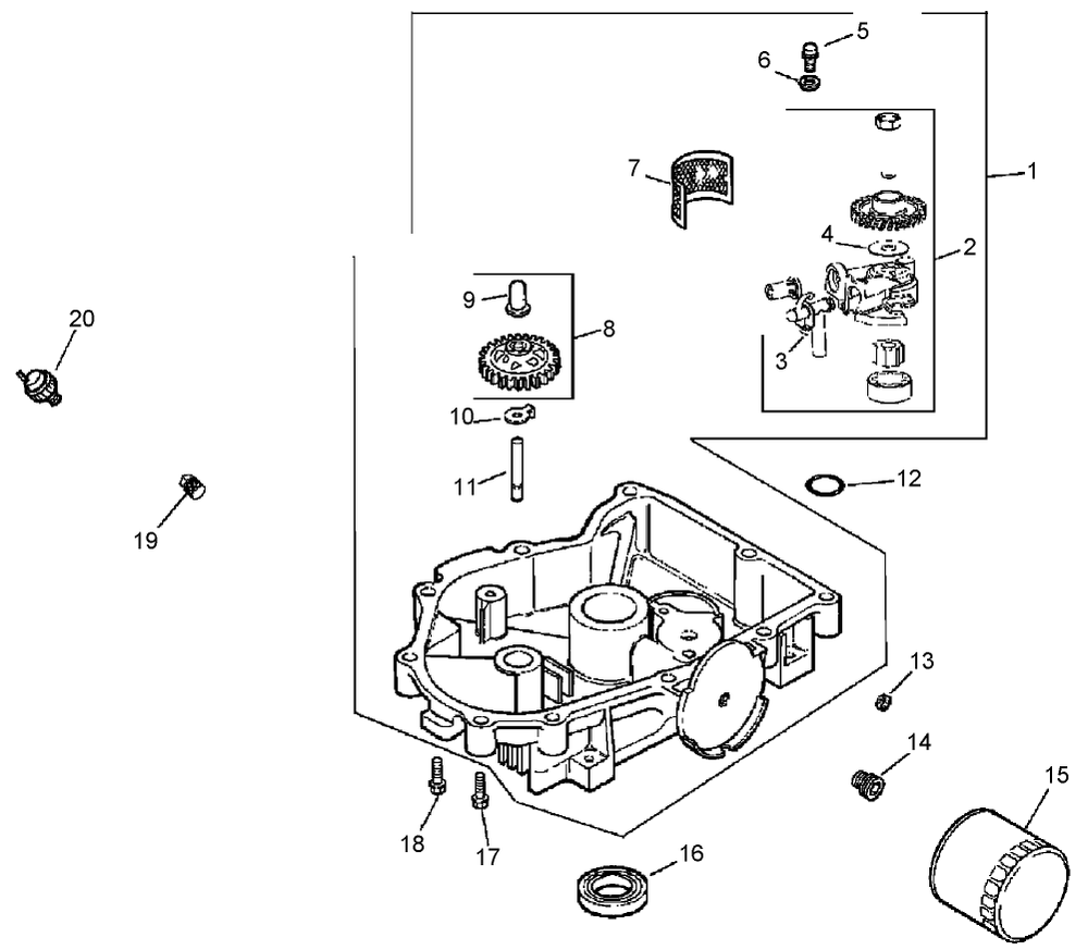 Oil Pan / Lubrication Assembly Diagram and Parts List for 74414 (260000001-260999999)(2006) Toro Lawn Mower