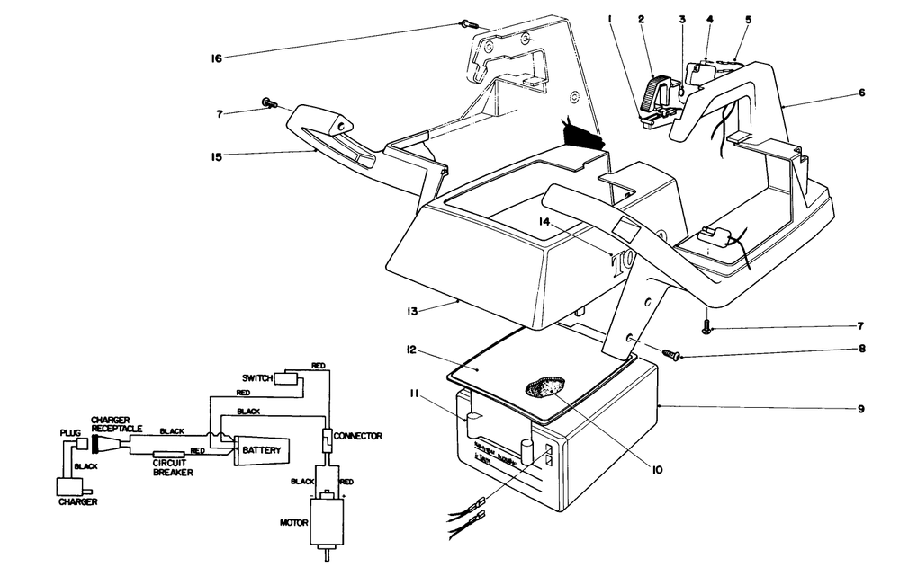 Upper Case Assembly Diagram and Parts List for 51512C 6000001 - 6999999 Toro Trimmer