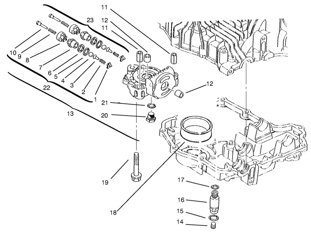 Center Case Diagram and Parts List for 72064 7900001 - 7999999 Toro Lawn Tractor
