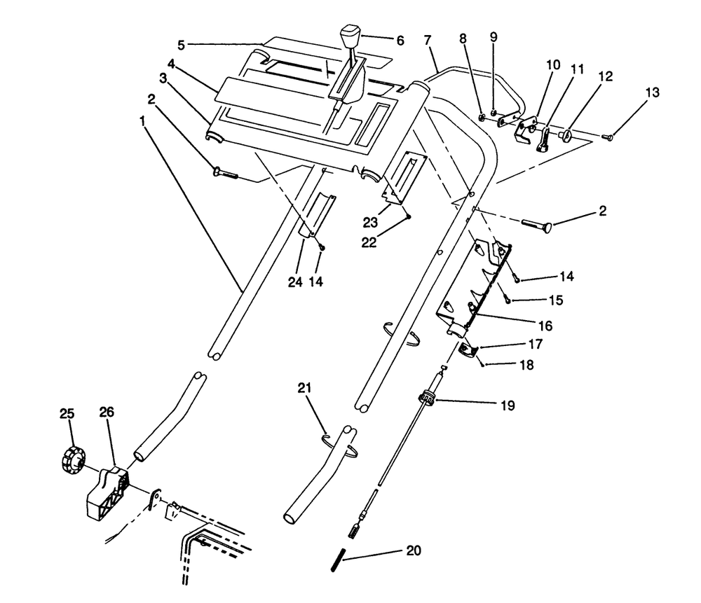 S.P. Handle Assembly (Model No. 20916b) Diagram and Parts List for 20916B 2000001 - 2999999 Toro Lawn Mower