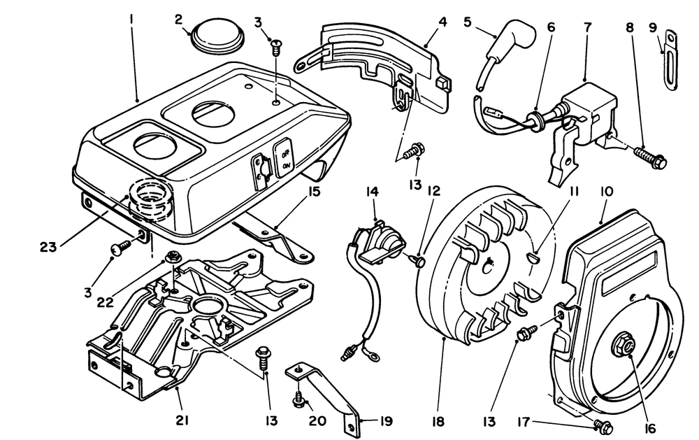Magneto & Cowling Assembly Diagram and Parts List for 58410 7000001 - 7999999 Toro Edger