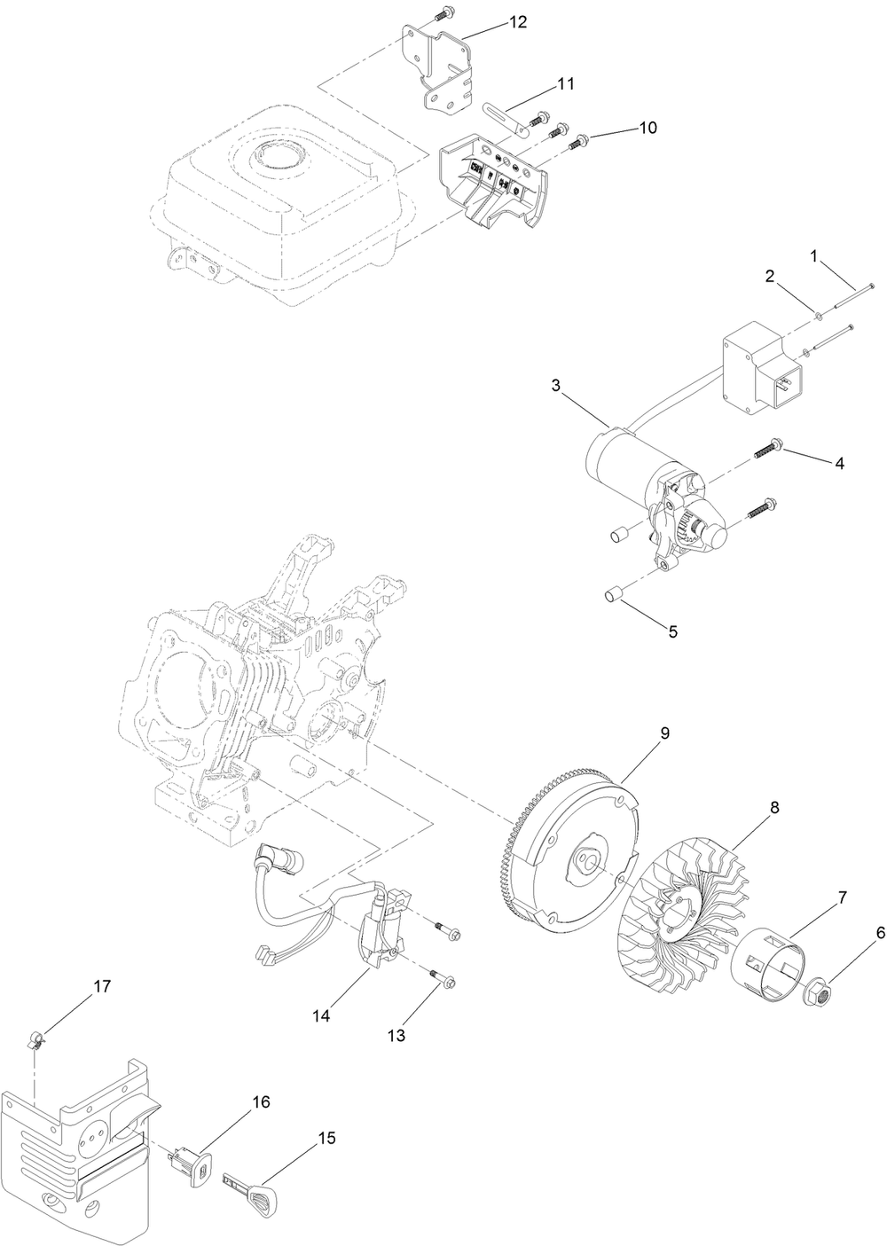 Ignition And Electrical Assembly Diagram and Parts List for 36003 409000000 - 412999999 Toro Snow Blower