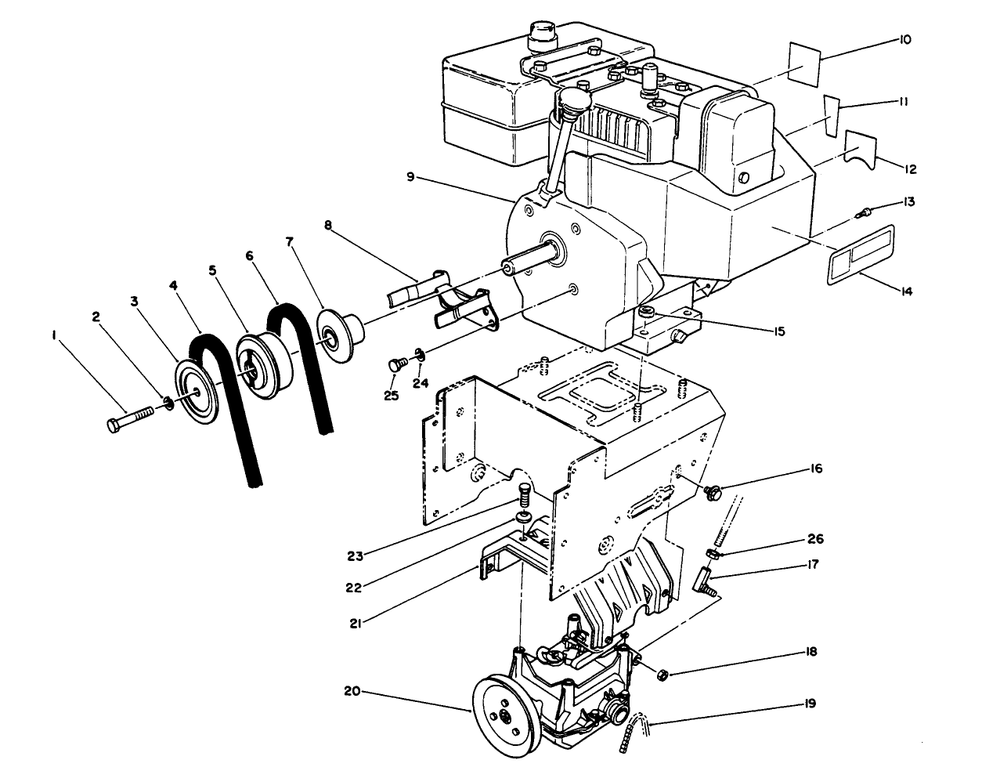 Engine Assembly Diagram and Parts List for 38555 4900001 - 4999999 Toro Snow Blower