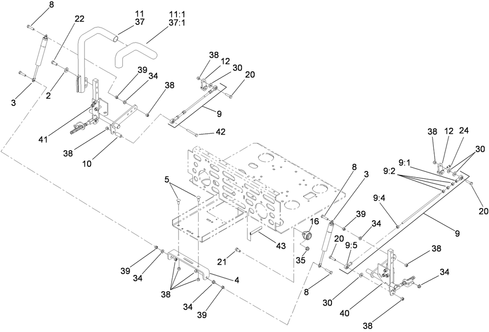 Steering Control Assembly Diagram and Parts List for 74291 (290000001-290999999)(2009) Toro Lawn Mower