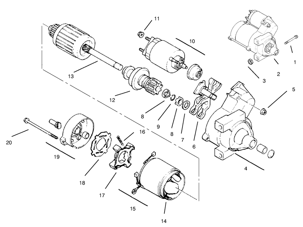 Starter Diagram and Parts List for 30611 690001 - 699999 Toro Lawn Tractor