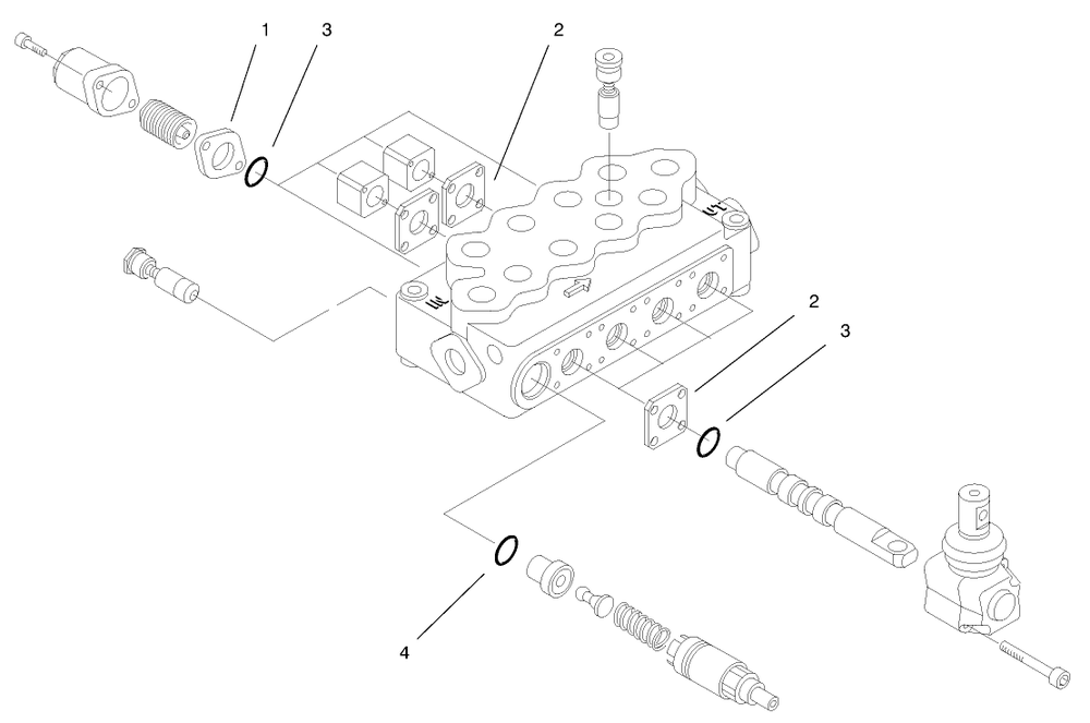 Hydraulic Valve Assembly No. 99-3070 Diagram and Parts List for 22305 991008 - 999999 Toro Lawn Tractor Accessories
