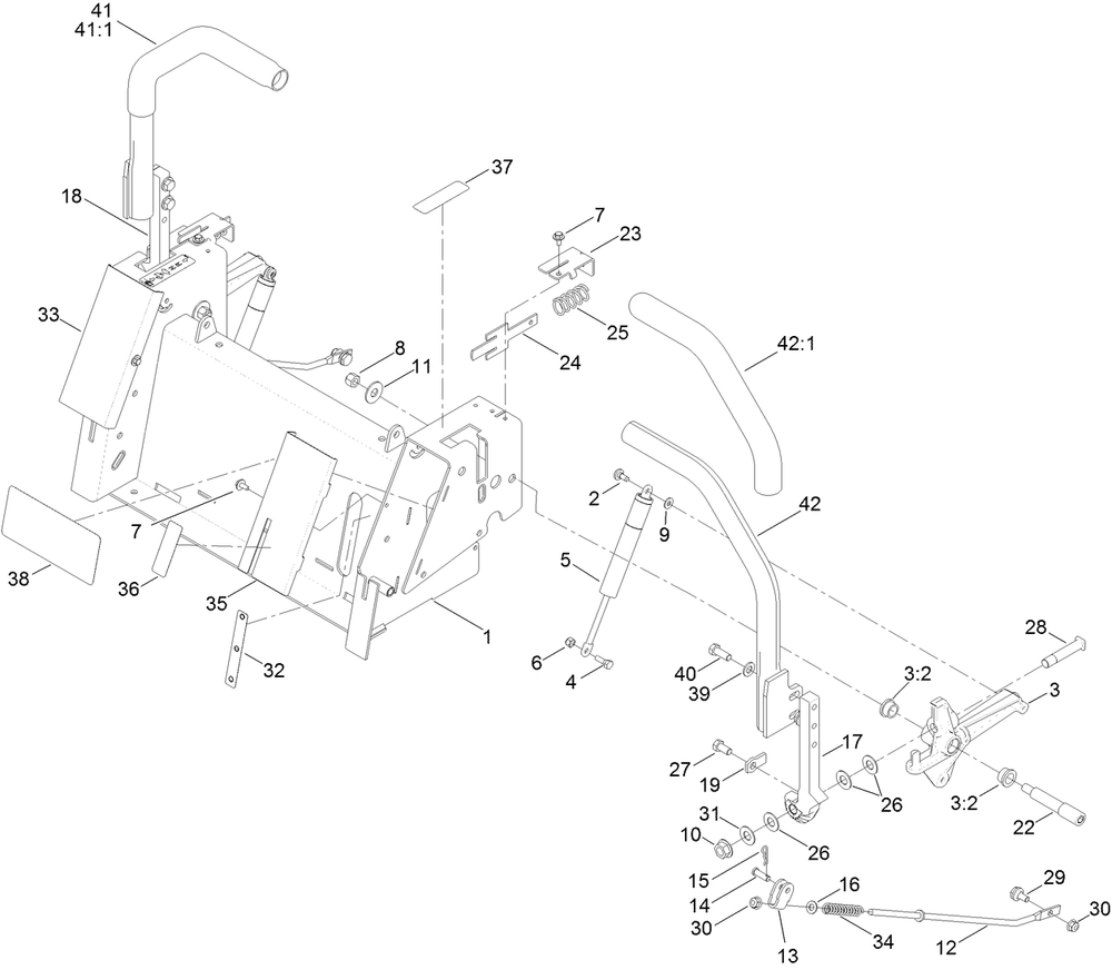 Motion Control Assembly Diagram and Parts List for 74882 315000001 - 315999999 Toro Lawn Tractor