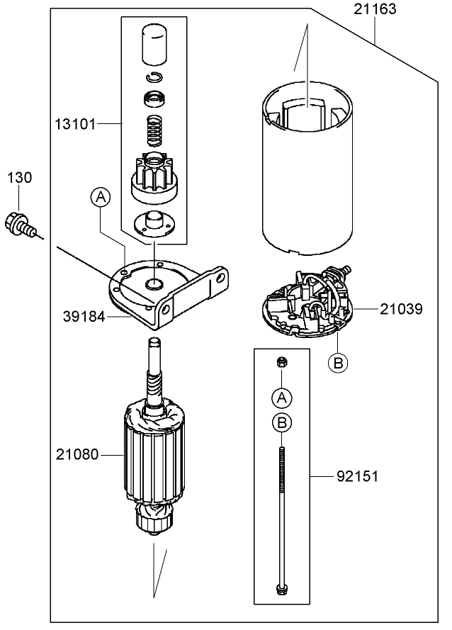 Starter Assembly Diagram and Parts List for 74409TE (280000001-280999999)(2008) Toro Lawn Mower
