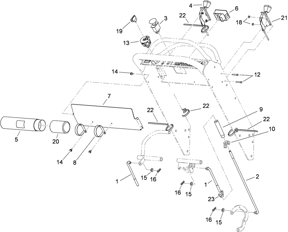 Control Panel Assembly Diagram and Parts List for 38494 (290000001-290999999)(2009) Toro Lawn Mower