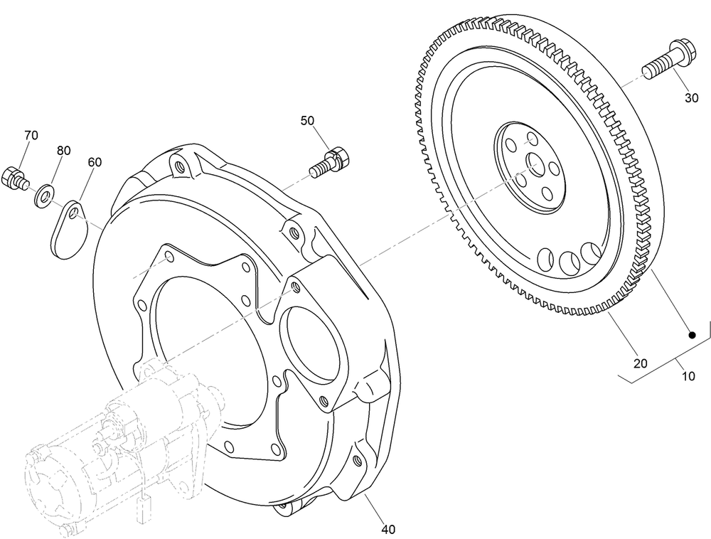 Flywheel Assembly Diagram and Parts List for 22337CP 410400000 - 999999999 Toro Lawn Tractor Accessories