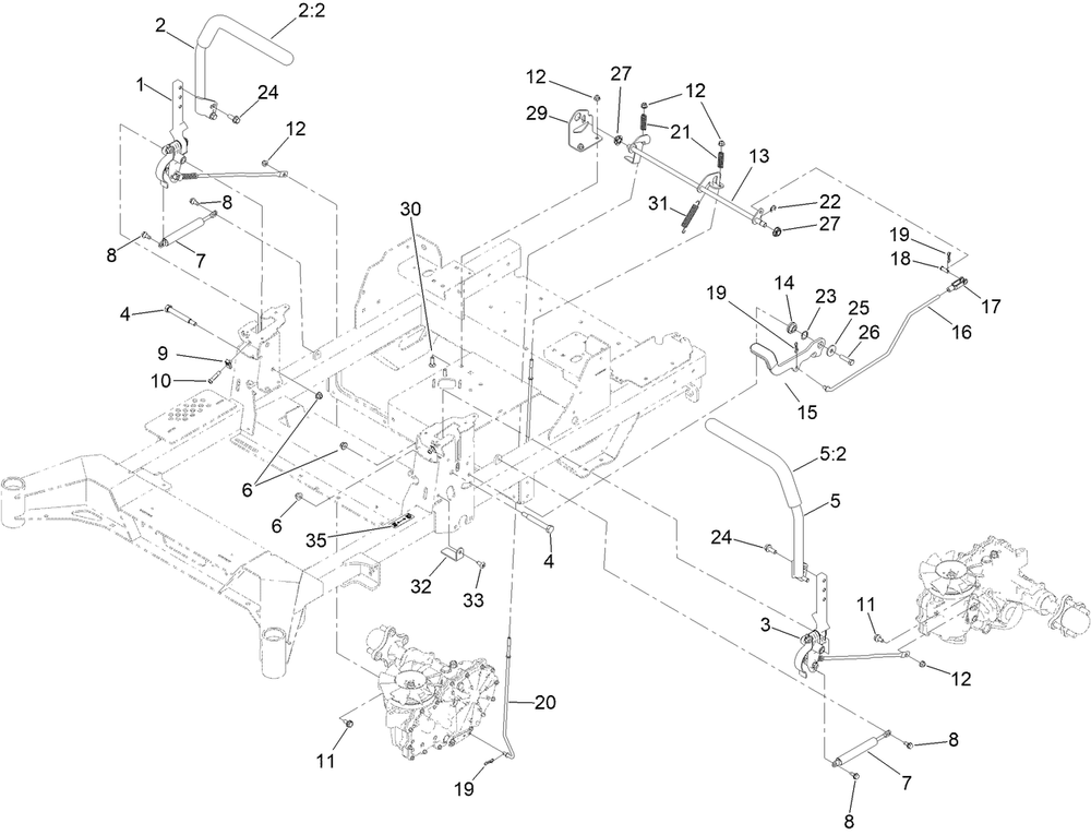 Motion Control Assembly Diagram and Parts List for 77294TA 400000000 - 414801564 Toro Lawn Tractor