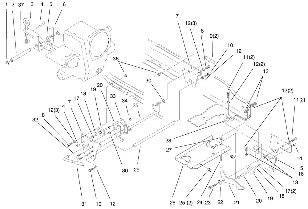 Attach A Matic And Hitch Assembly Diagram and Parts List for 73540 8900001 - 8999999 Toro Lawn Tractor