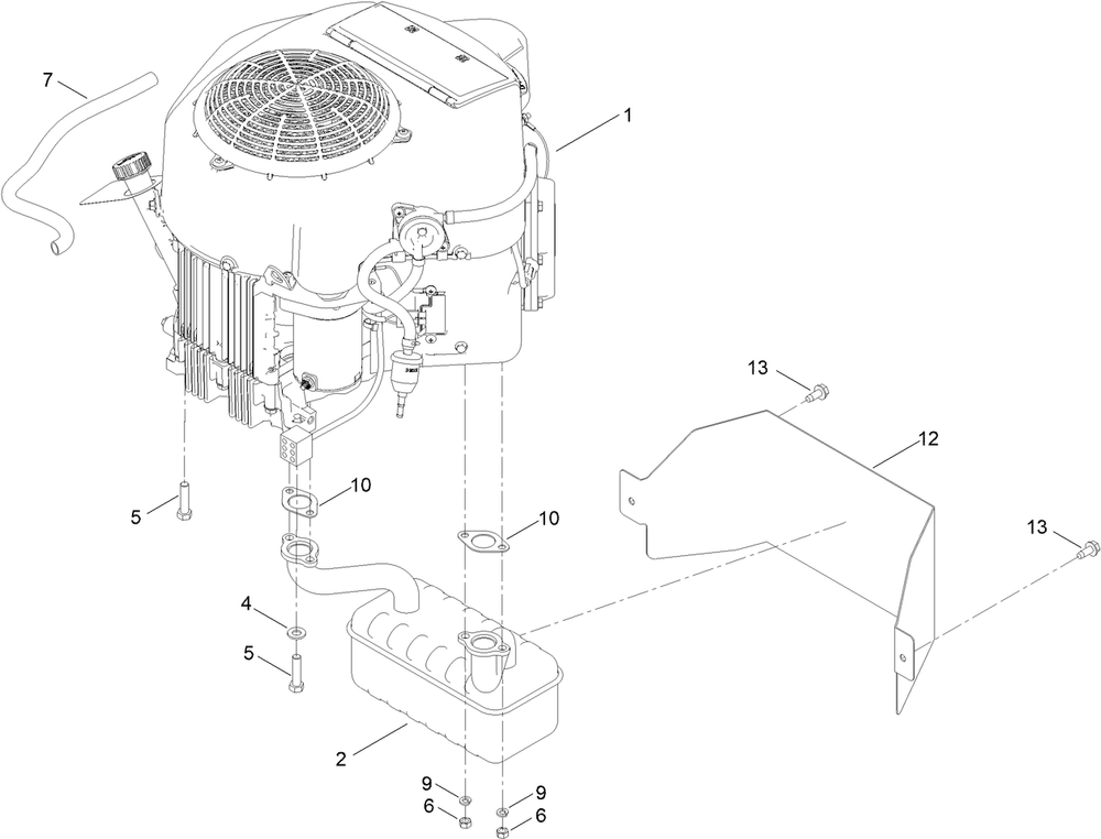 Engine And Muffler Assembly Diagram and Parts List for 76550TA 417330000 - 999999999 Toro Lawn Tractor