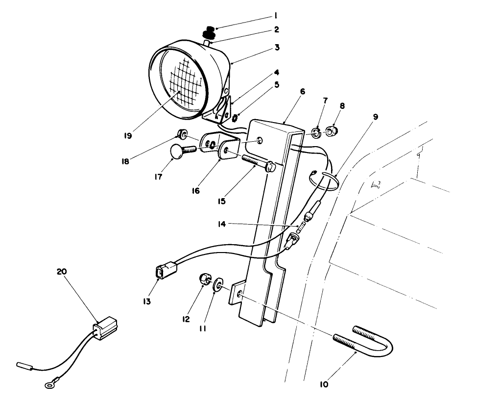 Light Kit No. 66-7940 (Optional) Diagram and Parts List for 38570 3900001 - 3999999 Toro Snow Blower