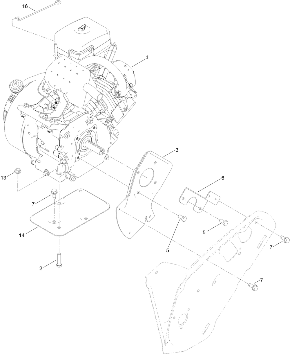 Engine Assembly Diagram and Parts List for 38568 407000000 - 999999999 Toro Snow Blower