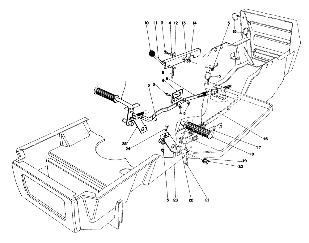 Brake & Clutch Pedal Assembly Diagram and Parts List for 57375 9000001 - 9999999 Toro Lawn Tractor