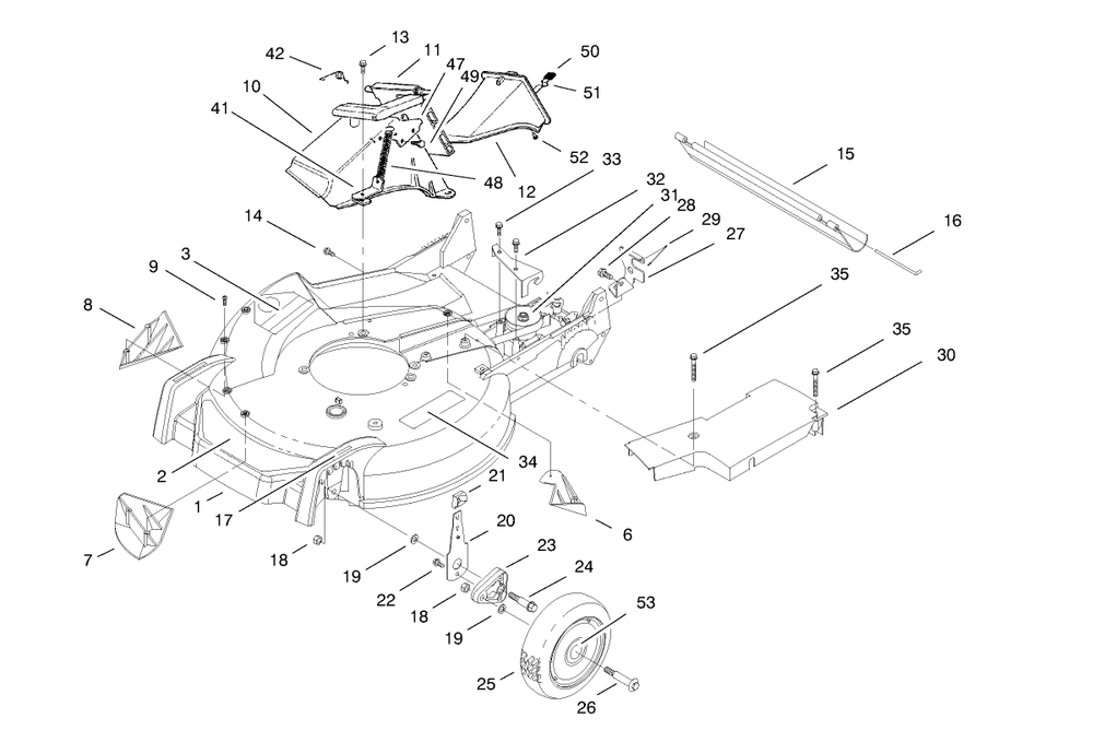 Housing Assembly Diagram and Parts List for 20479 7900001 - 7999999 Toro Lawn Mower