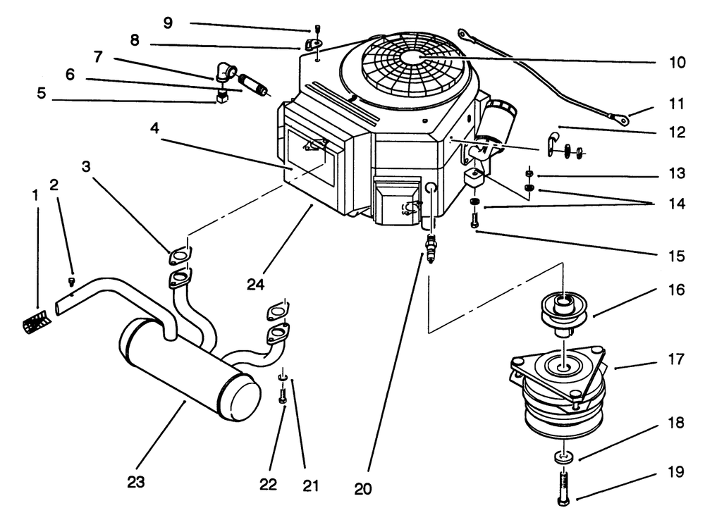 Engine And Clutch Diagram and Parts List for R2-16BE01 2000001 - 2999999 Toro Lawn Tractor