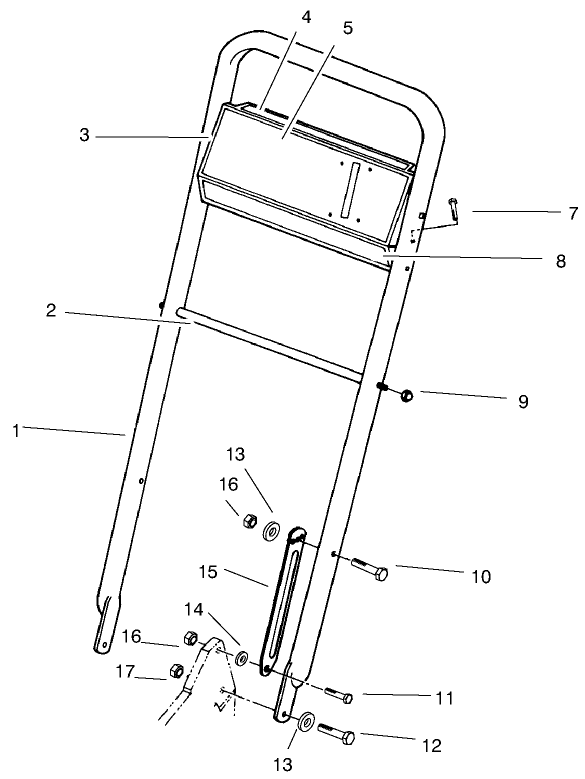 Handle Assembly Diagram and Parts List for 22043 6900001 - 6999999 Toro Lawn Mower
